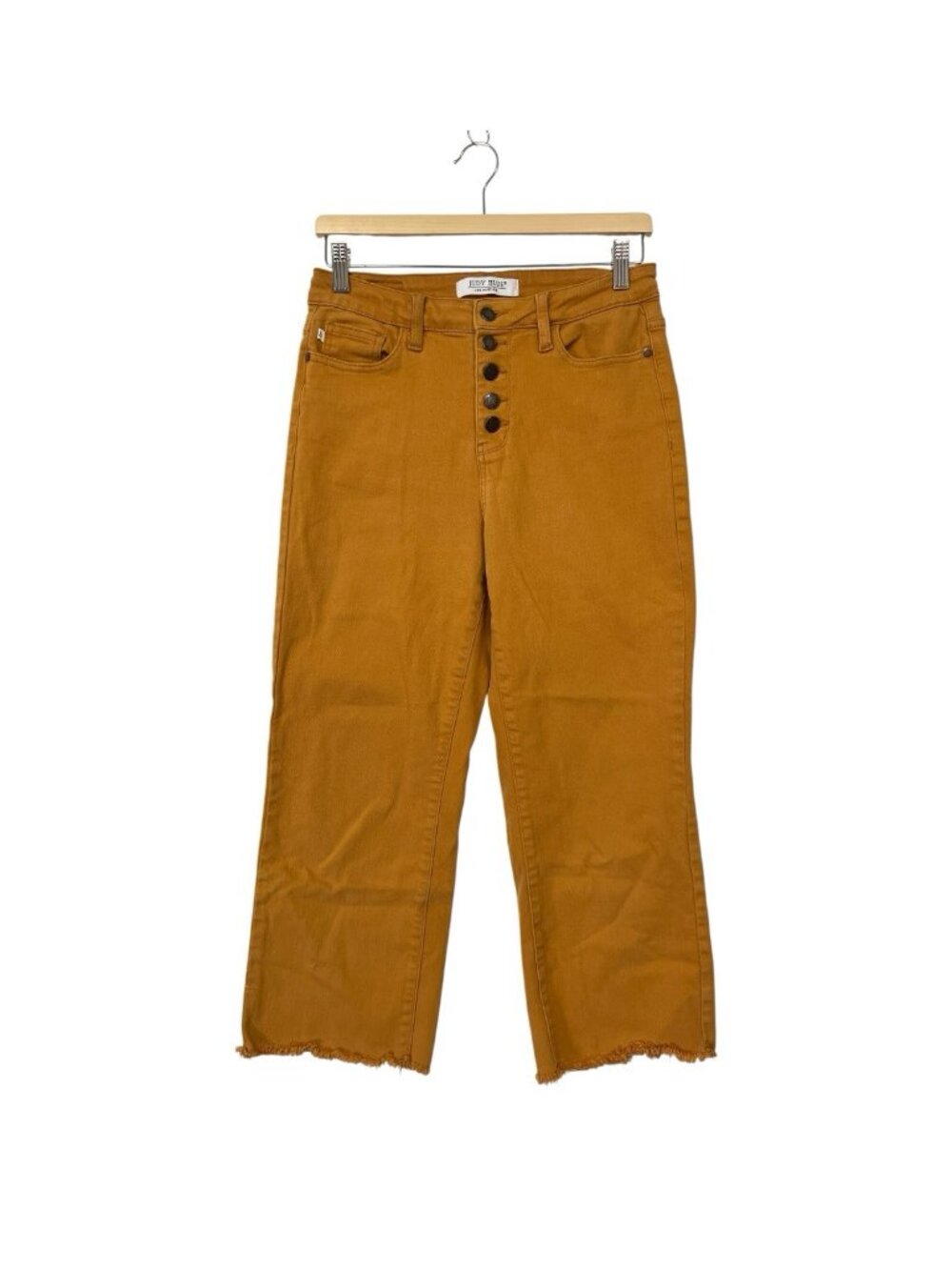Judy Blue High Rise Cropped Jeans Size 28 Gold Yellow Button Fly - Picture 2 of 8